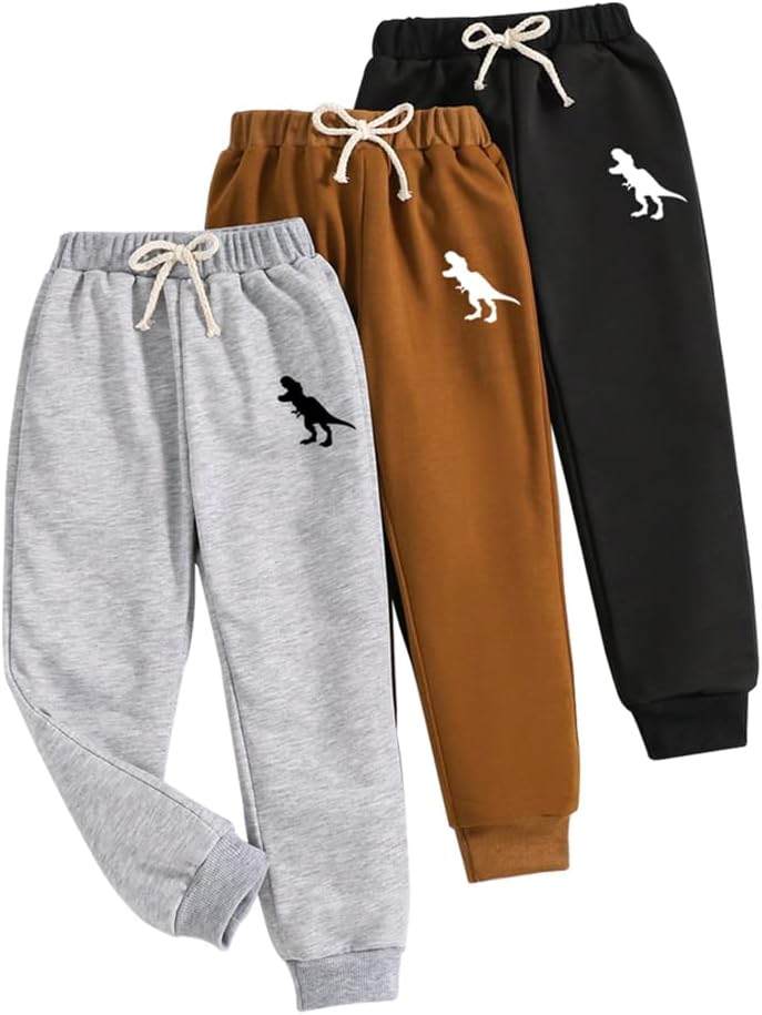 Nivne Tco Toddler Boys Dinosaur Graphic Print Sweatpants 3 Pack