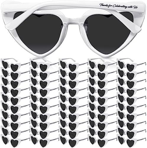 Vabean Heart-Shaped Wedding Sunglasses Bunch of 50 for Bachelorette Party