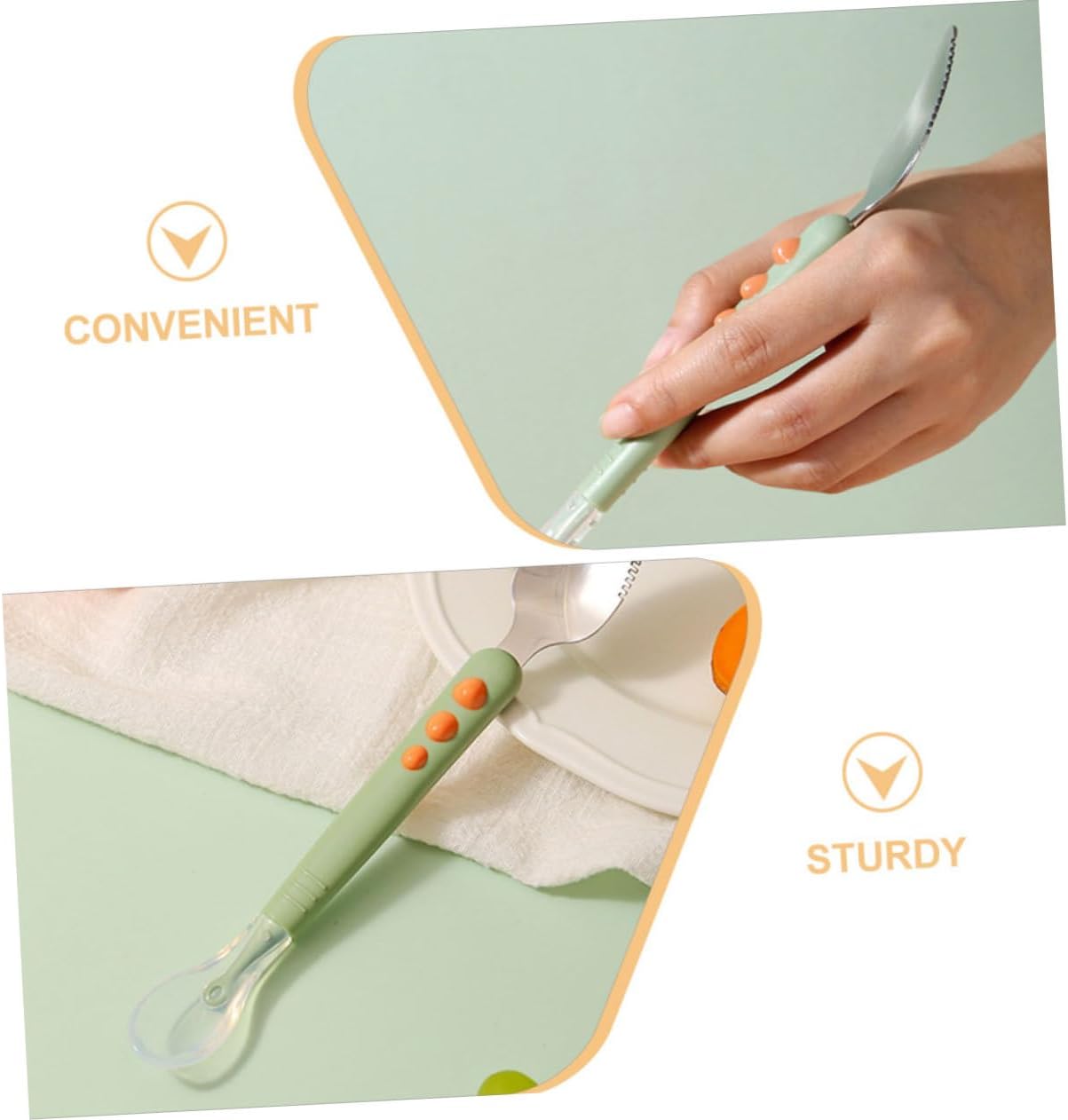 Vaguelly 2pcs Silicone Puree Spoons for Babies
