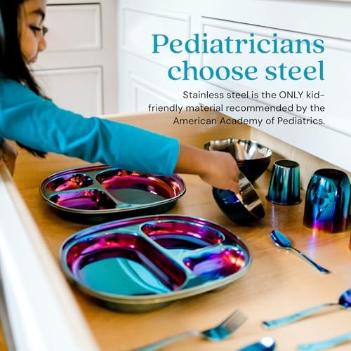 Ahimsa Kids Plate and Bowl Set - Child Friendly Healthy Mealtime