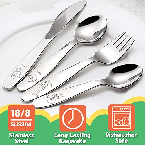 Cute Animal Kids Stainless Steel Flatware Set 4PCS Age 3