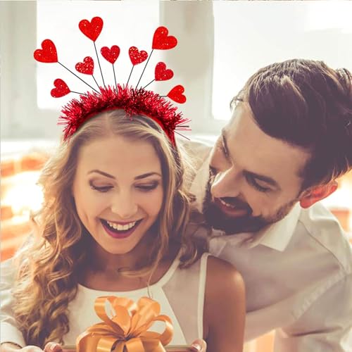 Belsita Sequins Heart Headband Valentines Day Glitter Red Heart Hair Accessories
