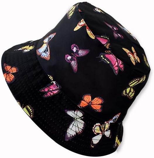 PASKMLNA Reversible Butterfly Print Bucket Hat - Lightweight Stylish