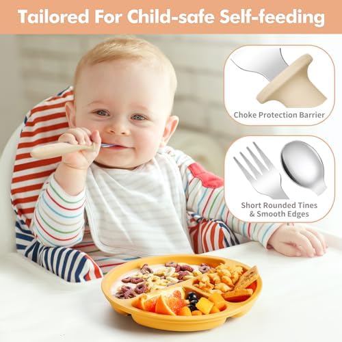 DRKIO 8-Piece Toddler Utensil Set with Silicone Handle
