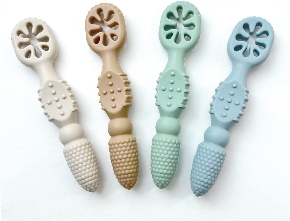 Perfect for Babys First Meals with Self-Feeding Spoons 4-Pack