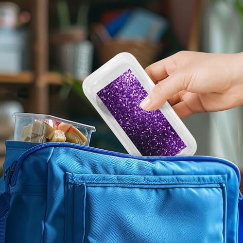 Beautiful Purple Glitter Print Flatware Set with Travel Case