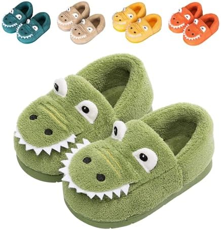 JACKSHIBO Toddler Slippers Dinosaur Cute Washable Soft Warm