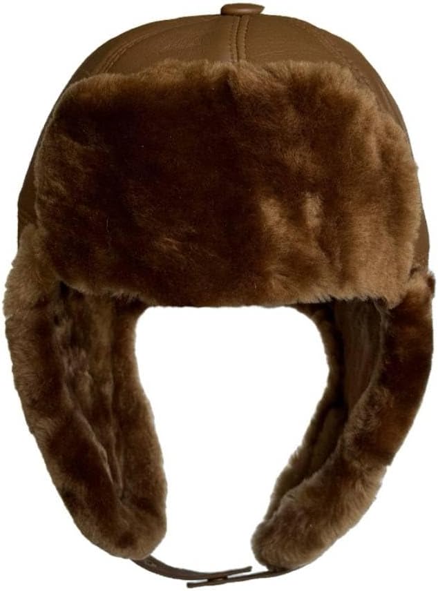 Leather Aviator Trapper Sheepskin Winter Hat