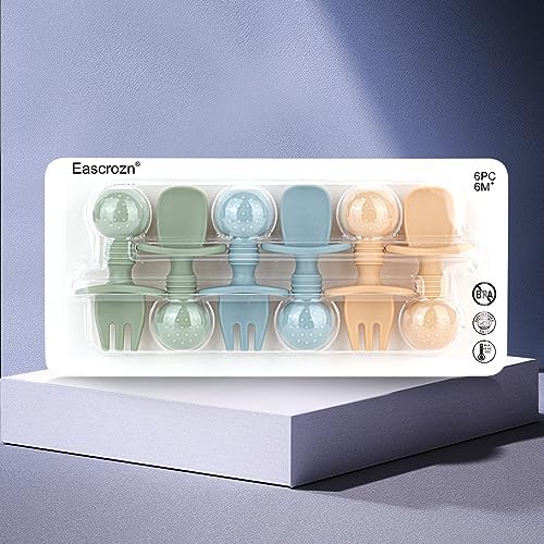 Baby Essentials 6-Piece Silicone Spoons Forks for Toddler Weaning