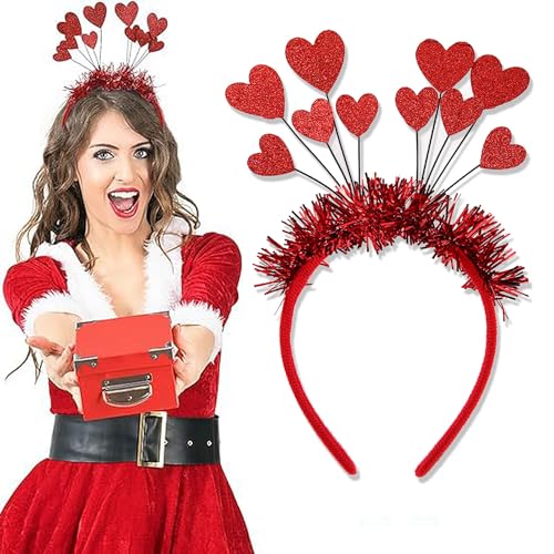 Belsita Sequins Heart Headband Valentines Day Glitter Red Heart Hair Accessories
