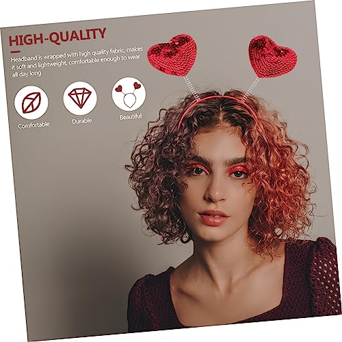 Romantic Heart Headband Red Sequin for Valentines Day