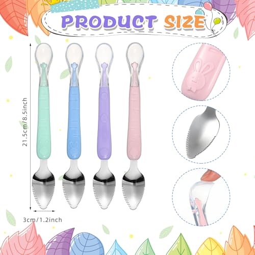 Lallisa 4-in-1 Double-Ended Silicone Steel Baby Feeding Tool Set