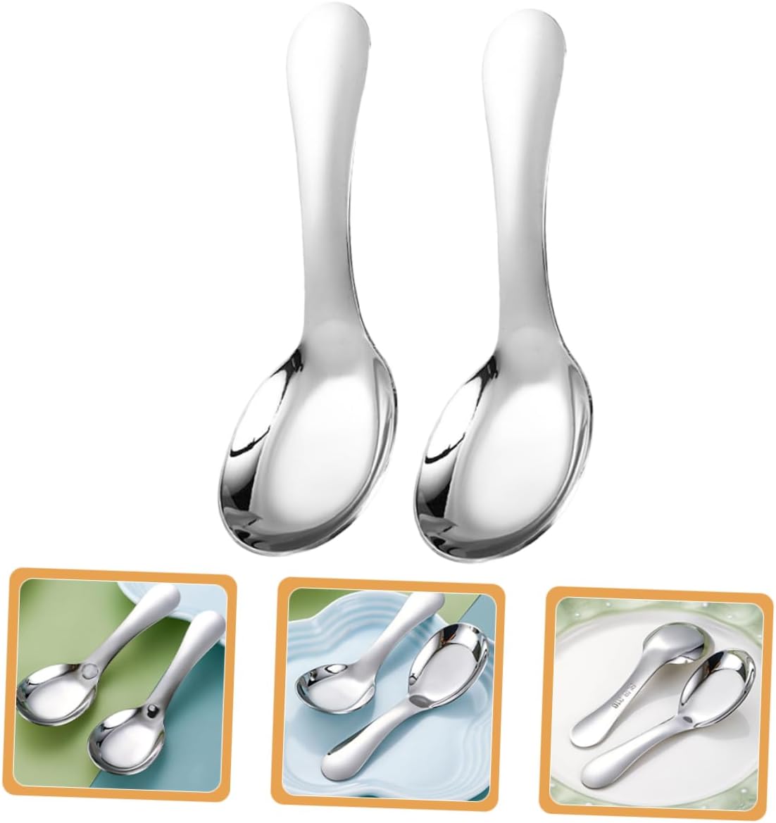 Luxshiny 2-Piece Kids Stainless Steel Spoons Durable and Safe