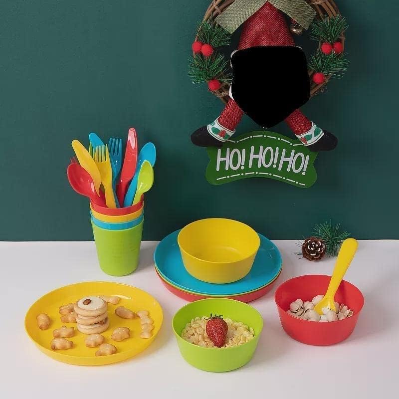 PLASKIDY Kids Dinnerware Set 24 Piece BPA Free