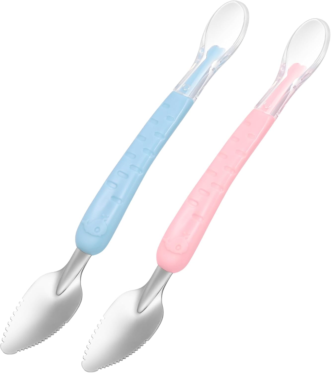 Double-Headed Stainless Steel Silicone Baby Spoon for Fruit Scraping