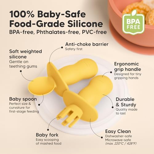 KeaBabies 4-Pack Utensils 2-Pack Bibs for Baby Feeding