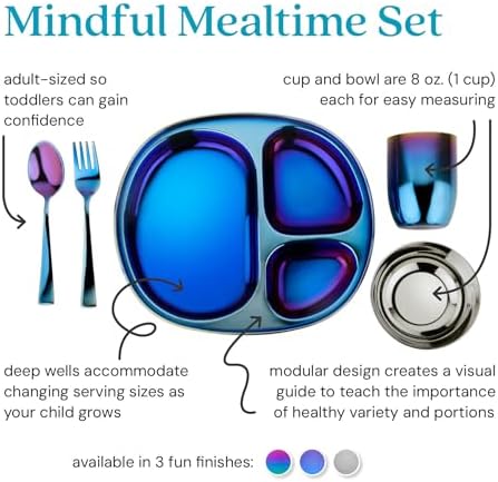 Ahimsa Kids Plate and Bowl Set - Child Friendly Healthy Mealtime