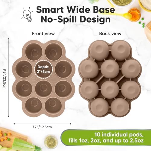 KeaBabies 4-Pack Silicone Baby Spoon Fork Set with Freezer Tray