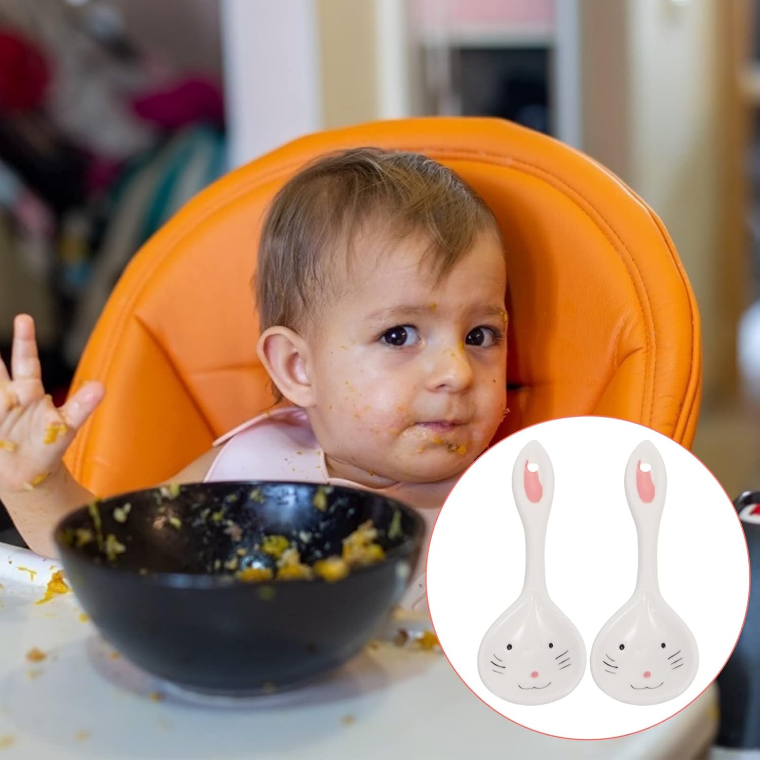 Adorable 2-Piece Bunny Ceramic Spoons for Toddlers