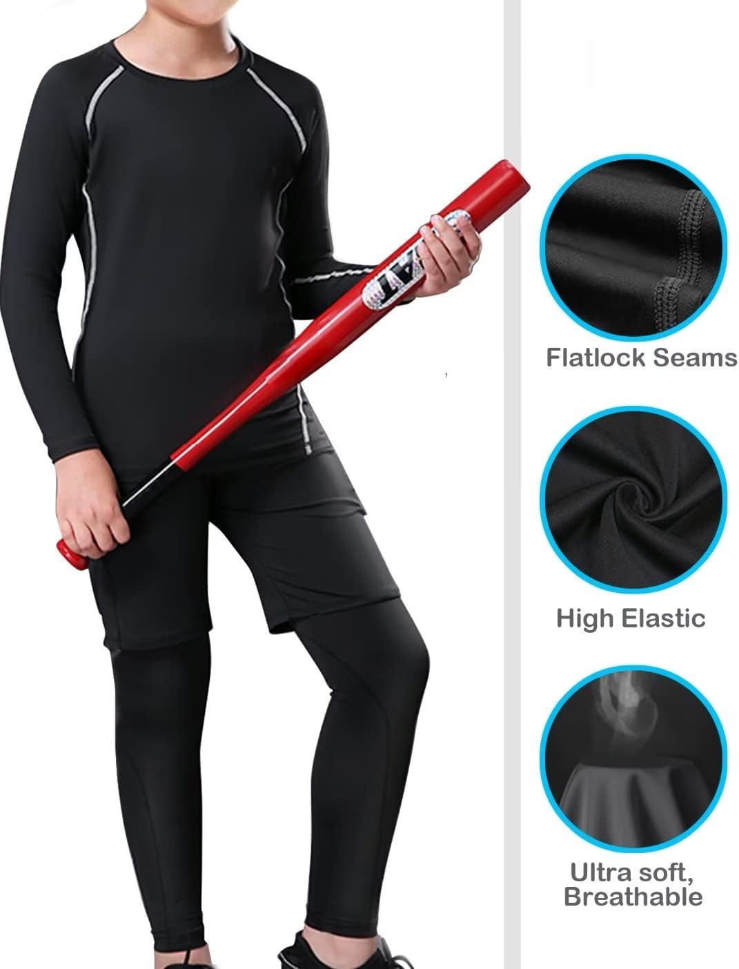 Compression Pants for Boys Stay Warm Dry