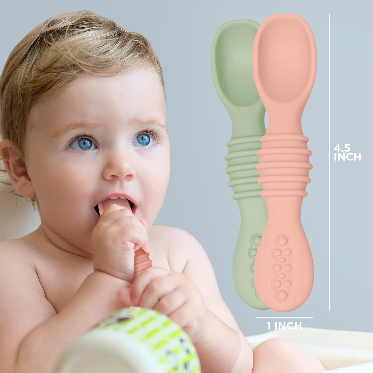 Set of 6 silicone spoons for baby led weaning