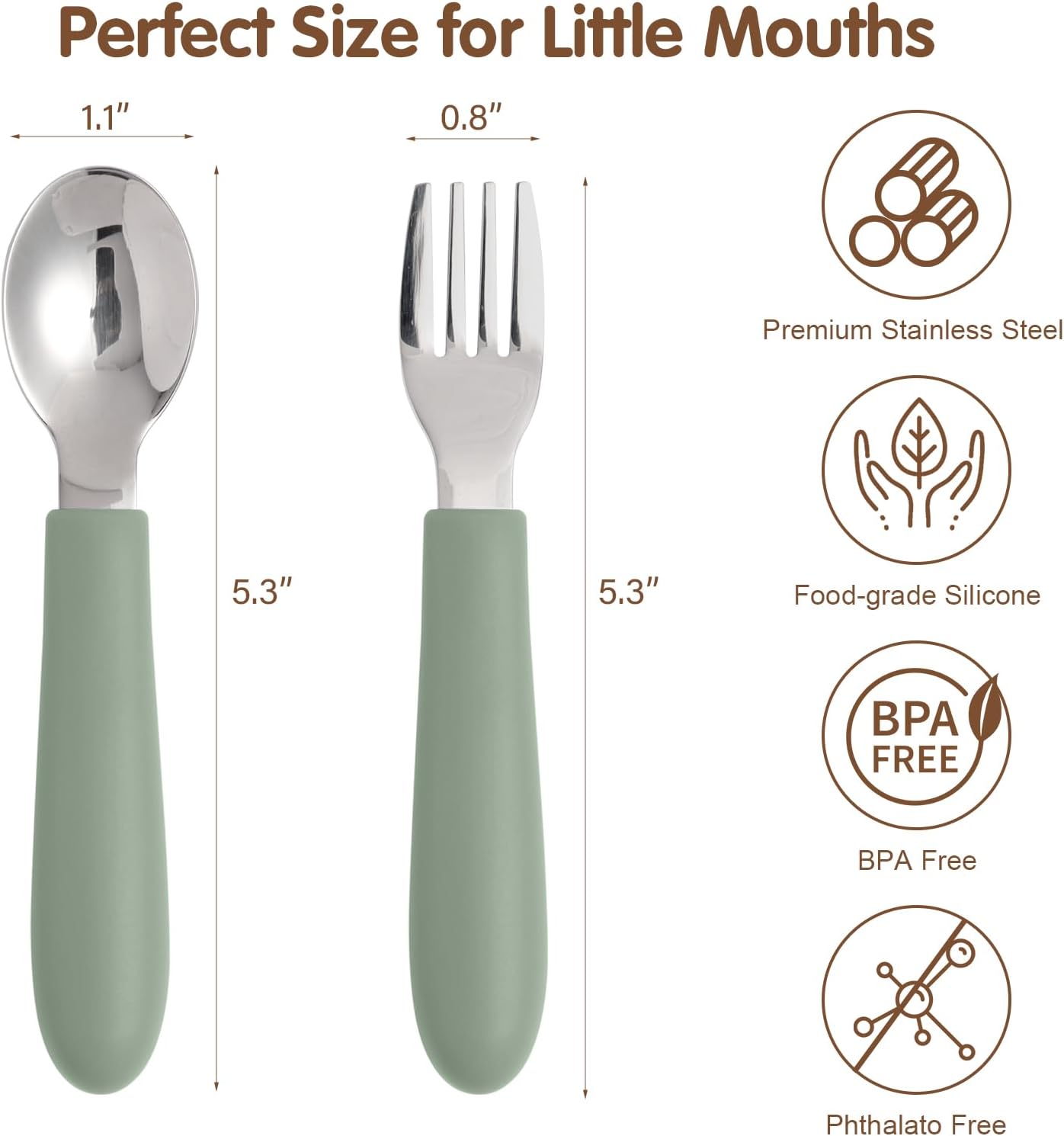 Eascrozn Toddlers Safe Sturdy Kids Utensils Set - Dishwasher BPA-Free