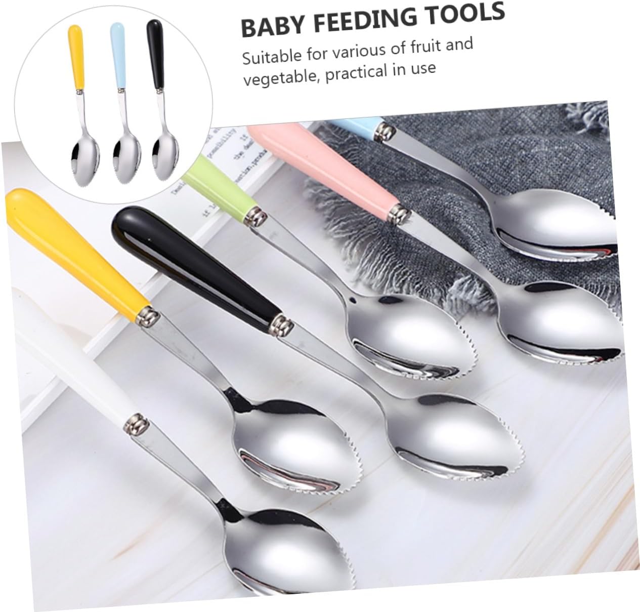 Hoement Multi-Function Serrated Fruit Spoon for Baby Feeding 1