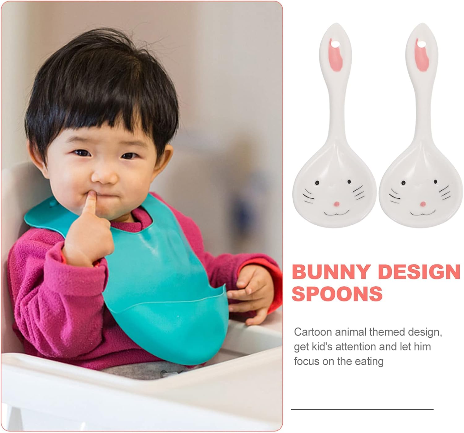Adorable 2-Piece Bunny Ceramic Spoons for Toddlers
