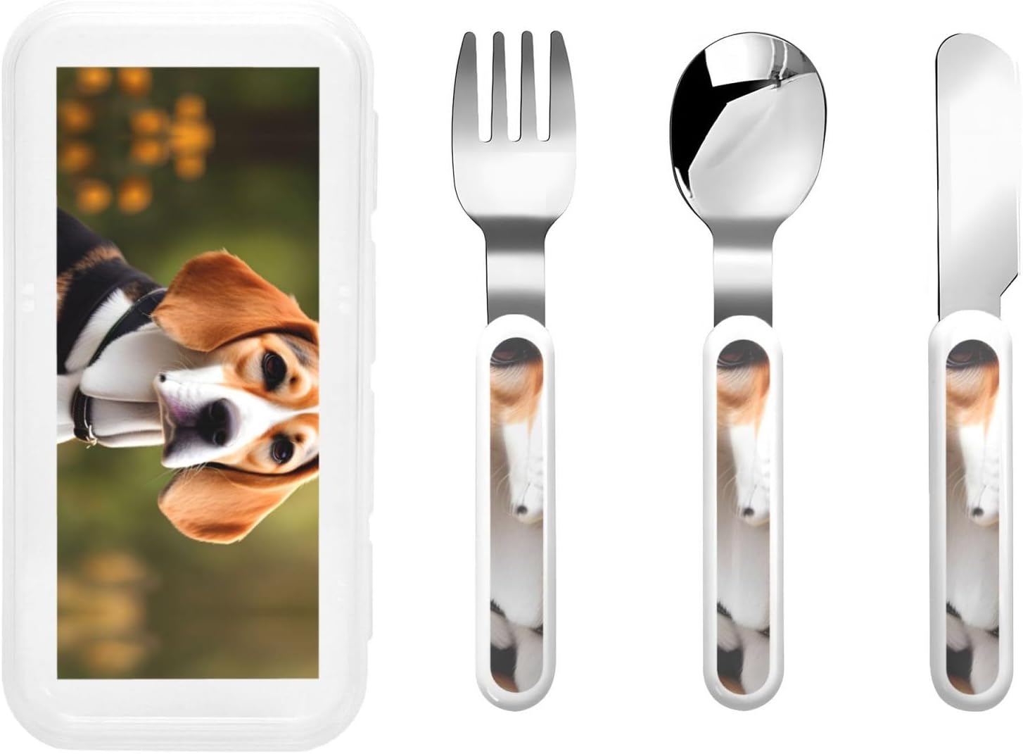 Beagle Dog Print Stainless Steel Utensils Set with Travel Case