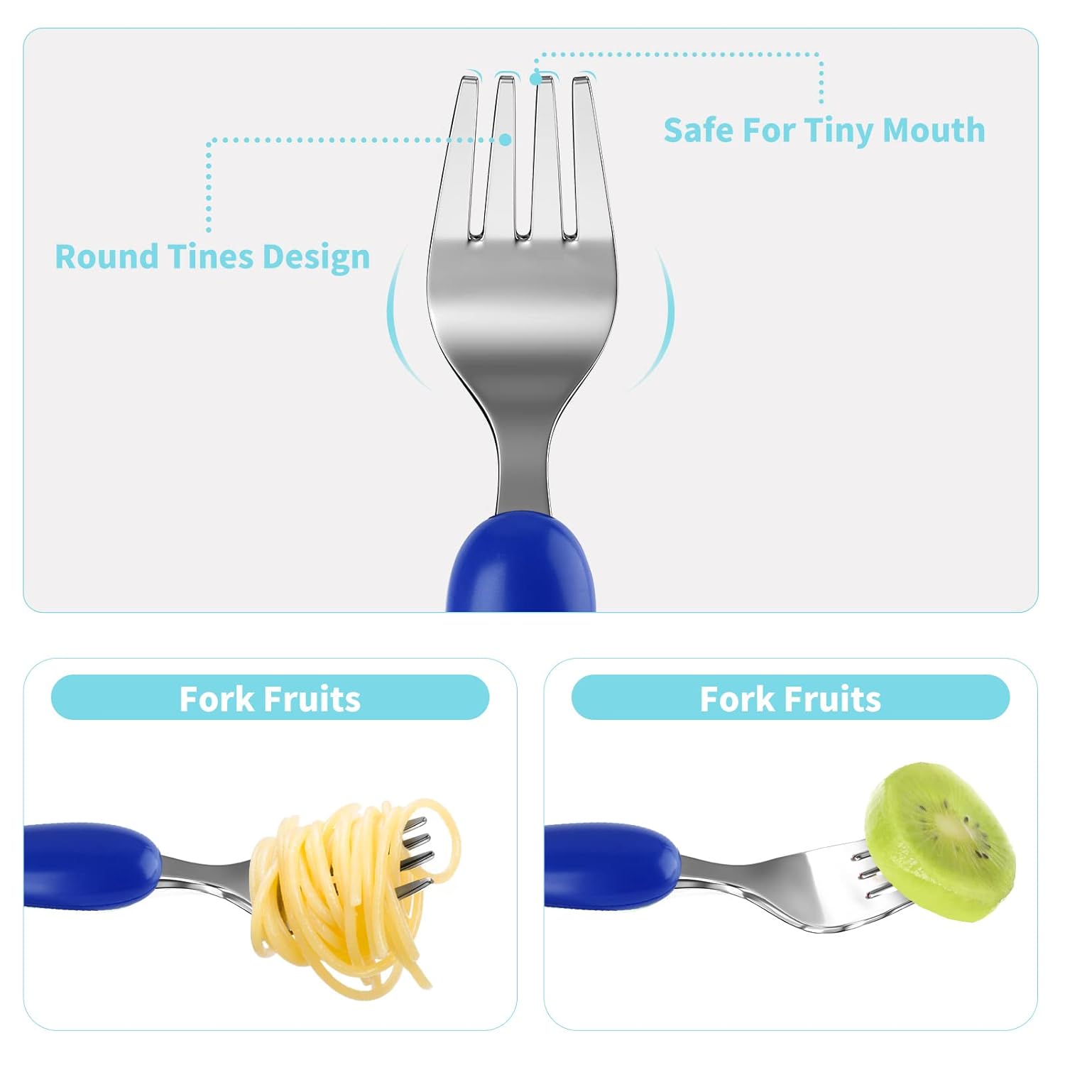 Lehoo Castle Toddler Utensils Set - 6PCS Stainless Steel Safety Flatware for Kids