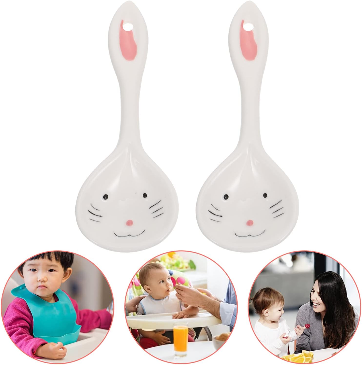 Adorable 2-Piece Bunny Ceramic Spoons for Toddlers