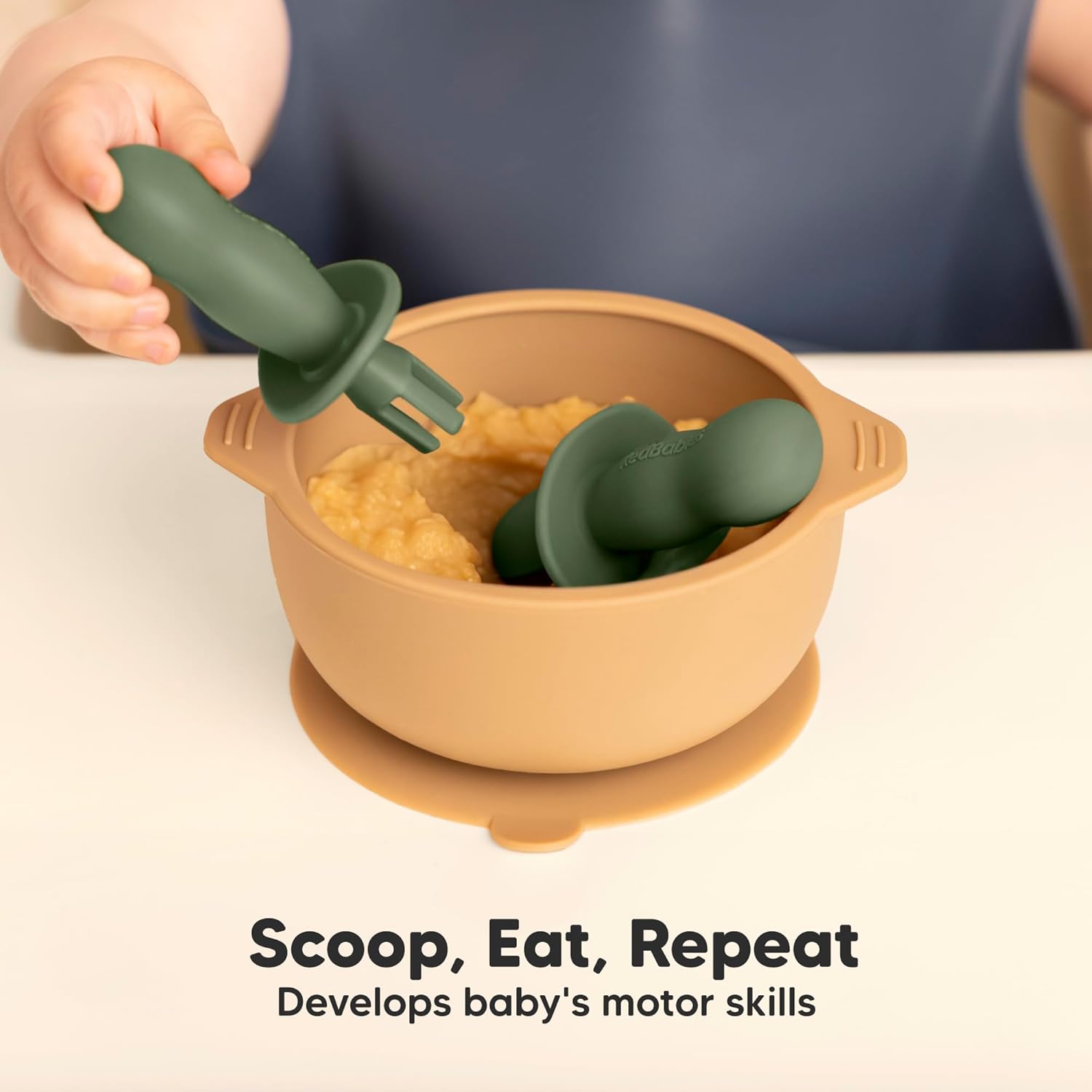 4-Pack Silicone Baby Spoon Fork Set - Safe for Teething BLW