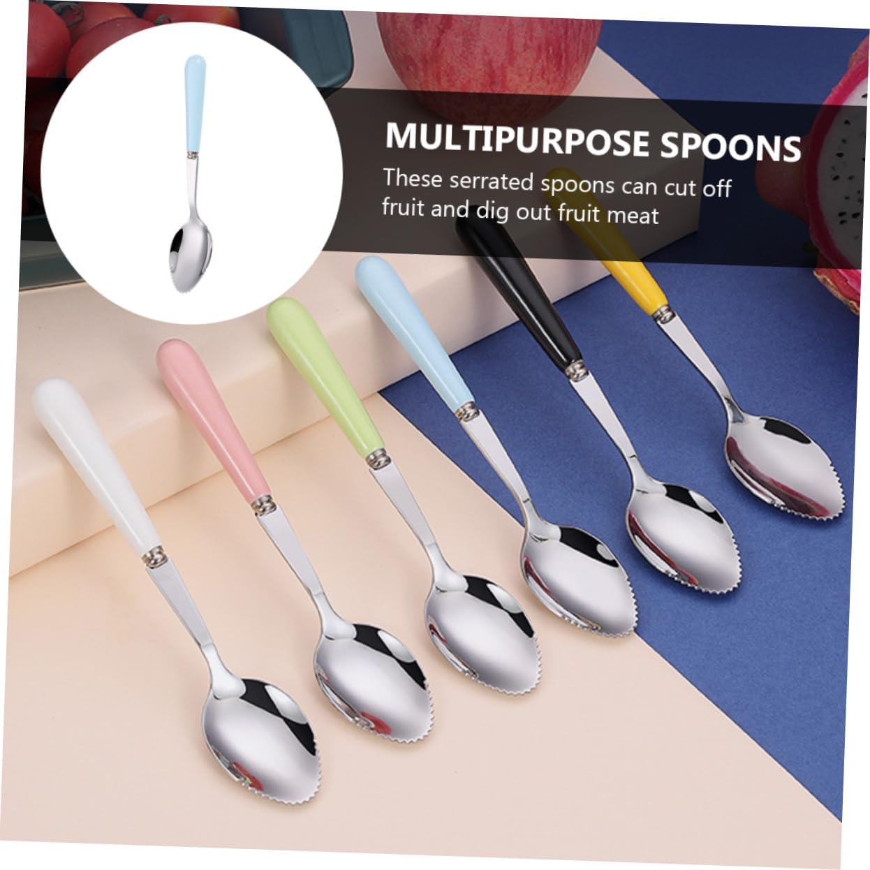 Sturdy 6-Piece Training Spoons Safe Durable for Fruit Food Preparation