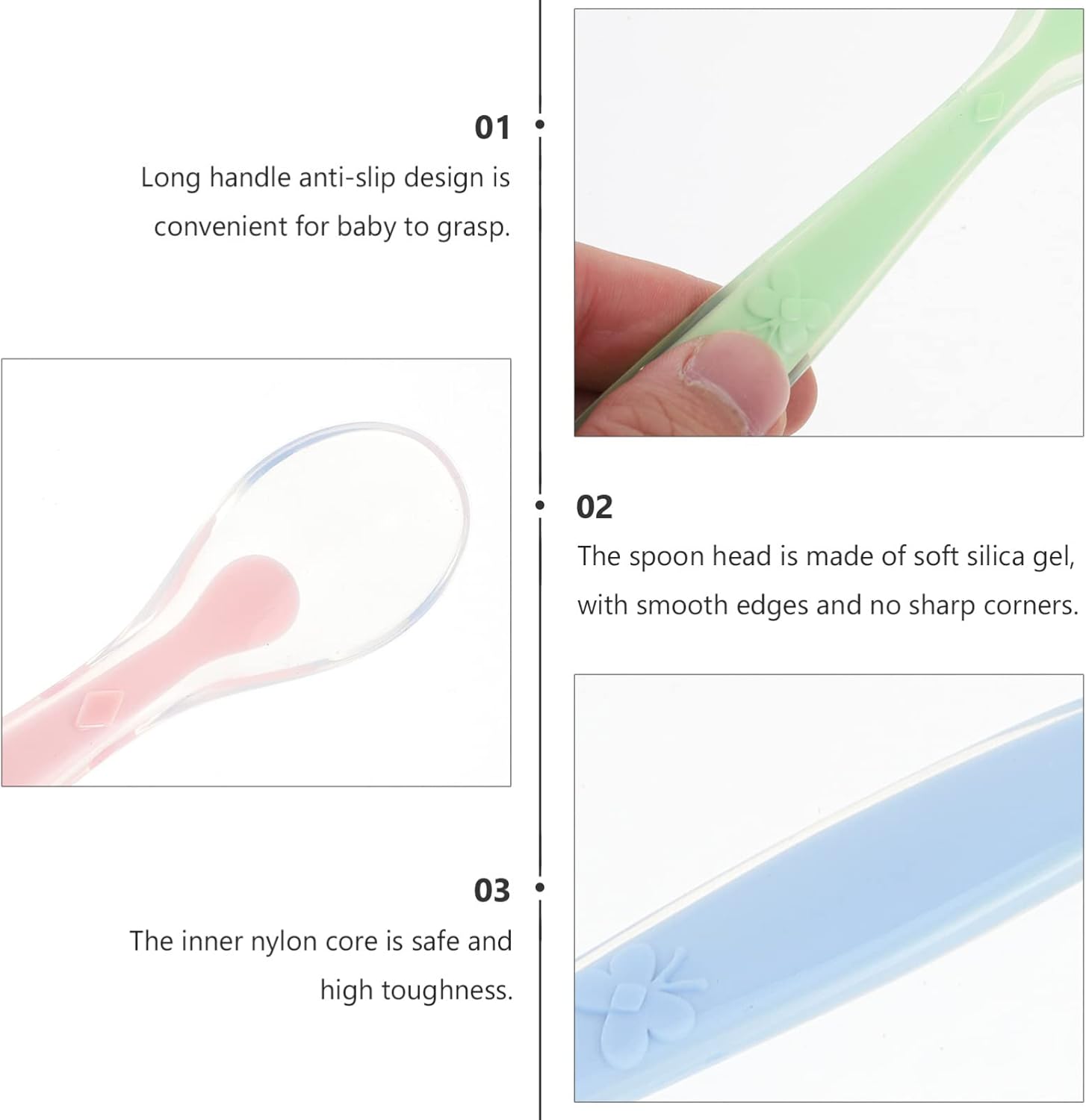 3-Piece Baby Silicone Spoon Set for First Feeding
