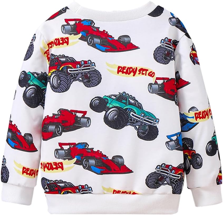 Nivne Sports Car Graphic Print Round Neck Sweatshirt for Toddlers Boys