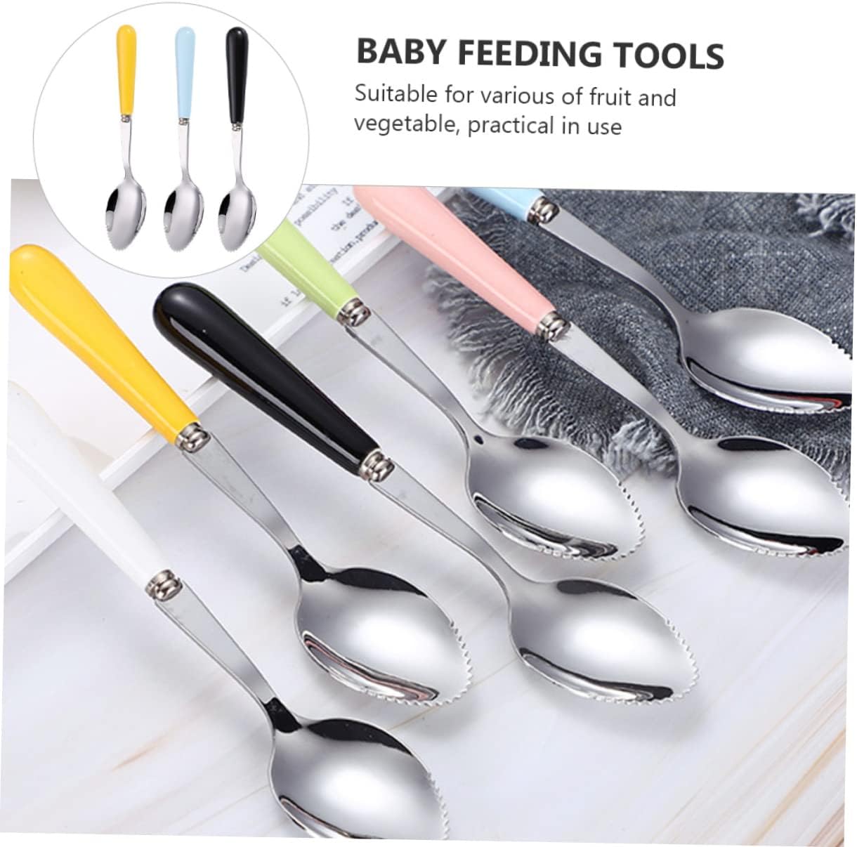 Sturdy 6-Piece Training Spoons Safe Durable for Fruit Food Preparation
