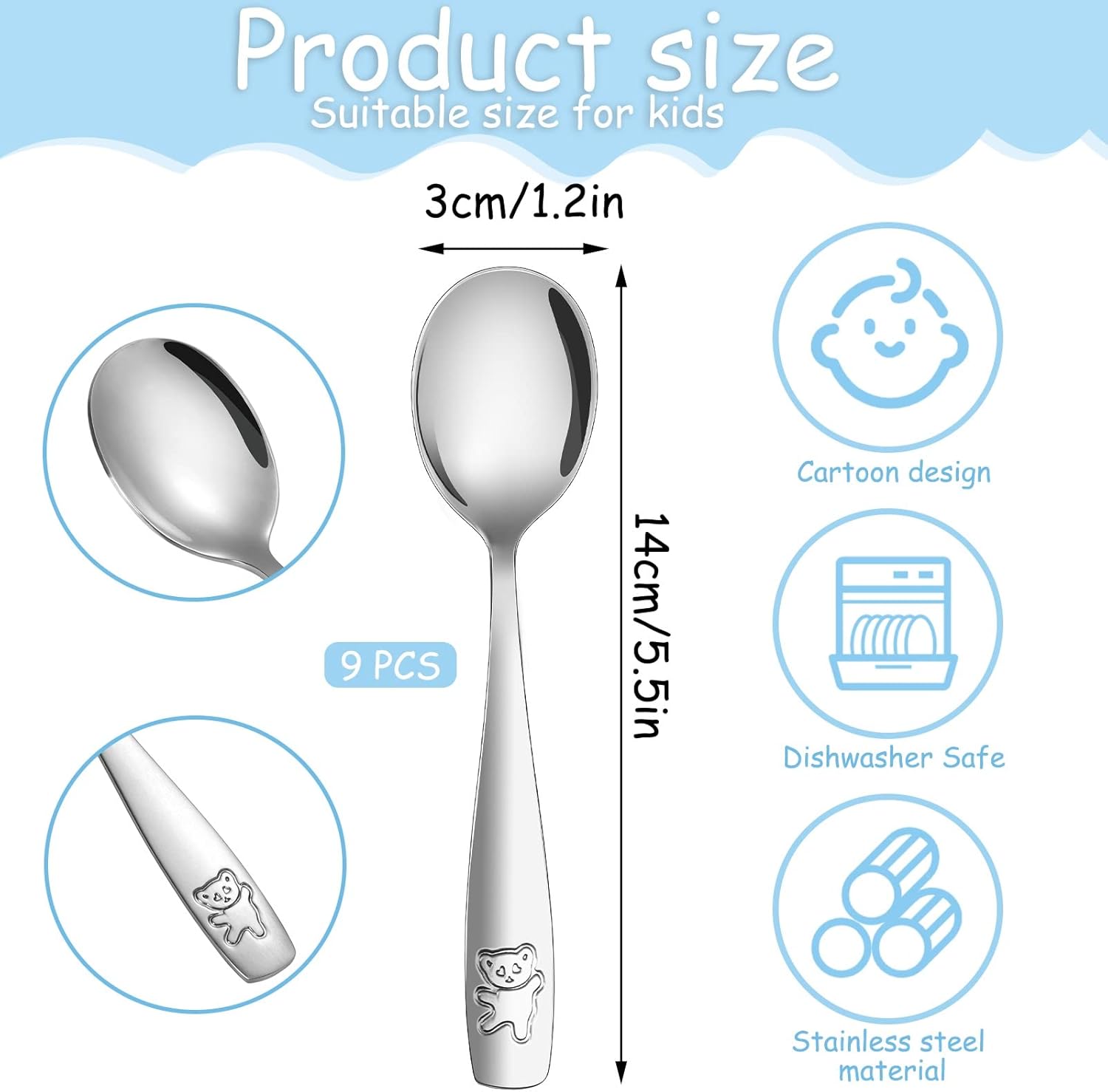 Pimoys 9 Piece Toddler Spoons Set