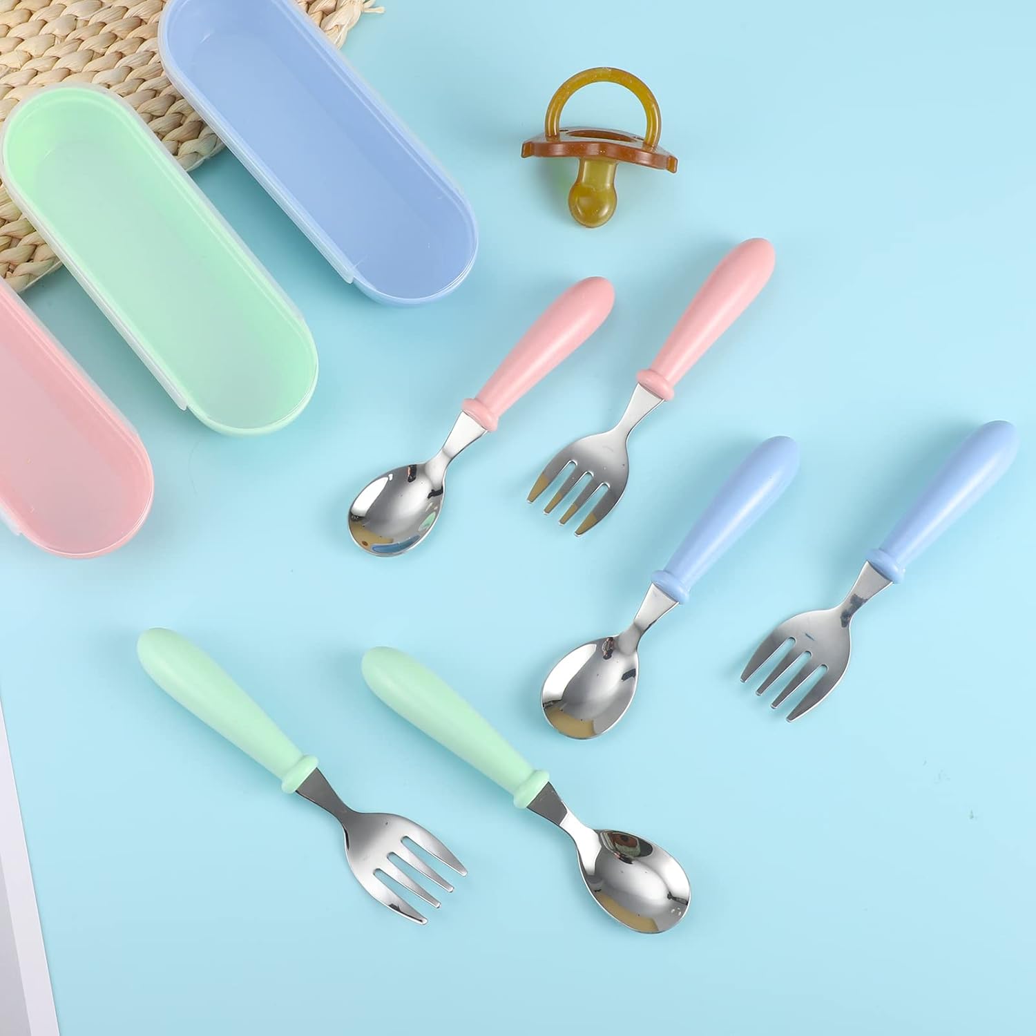 Stainless Steel Toddler Utensils with Storage Box for Safe Dining