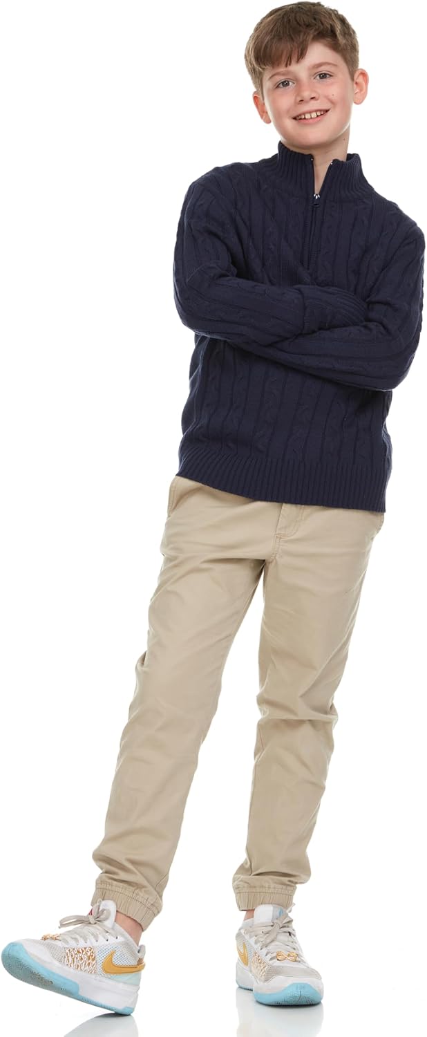 Sezzit Boys Quarter Zip Cable Knit Sweater