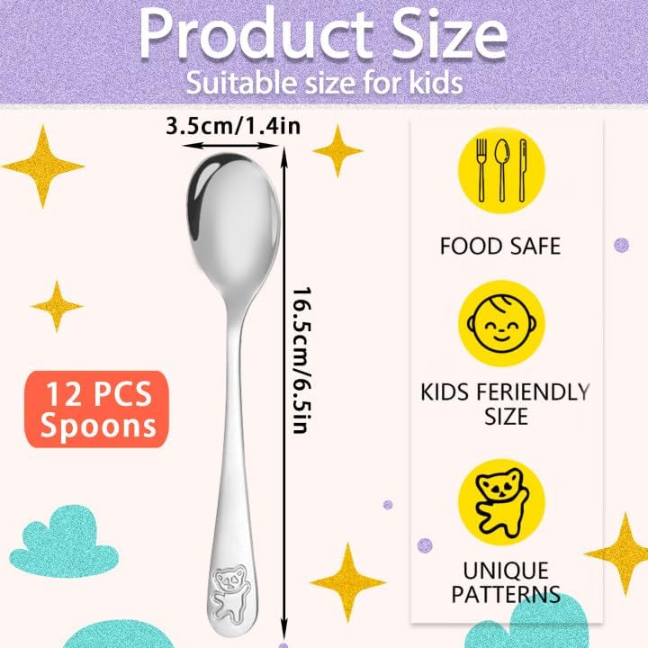 Stainless Steel Toddler Spoons Set for Self-Feeding