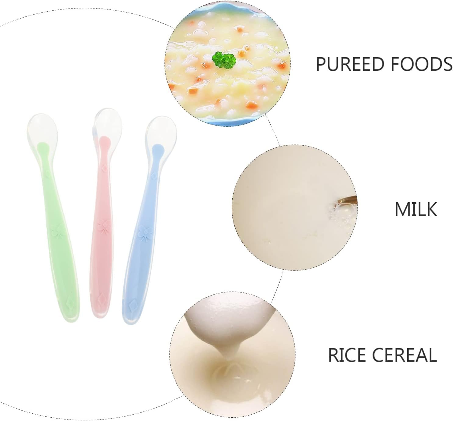 3-Piece Baby Silicone Spoon Set for First Feeding