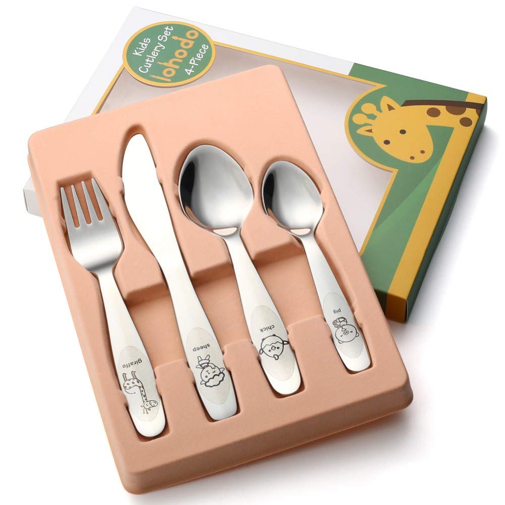 Cute Animal Kids Stainless Steel Flatware Set 4PCS Age 3