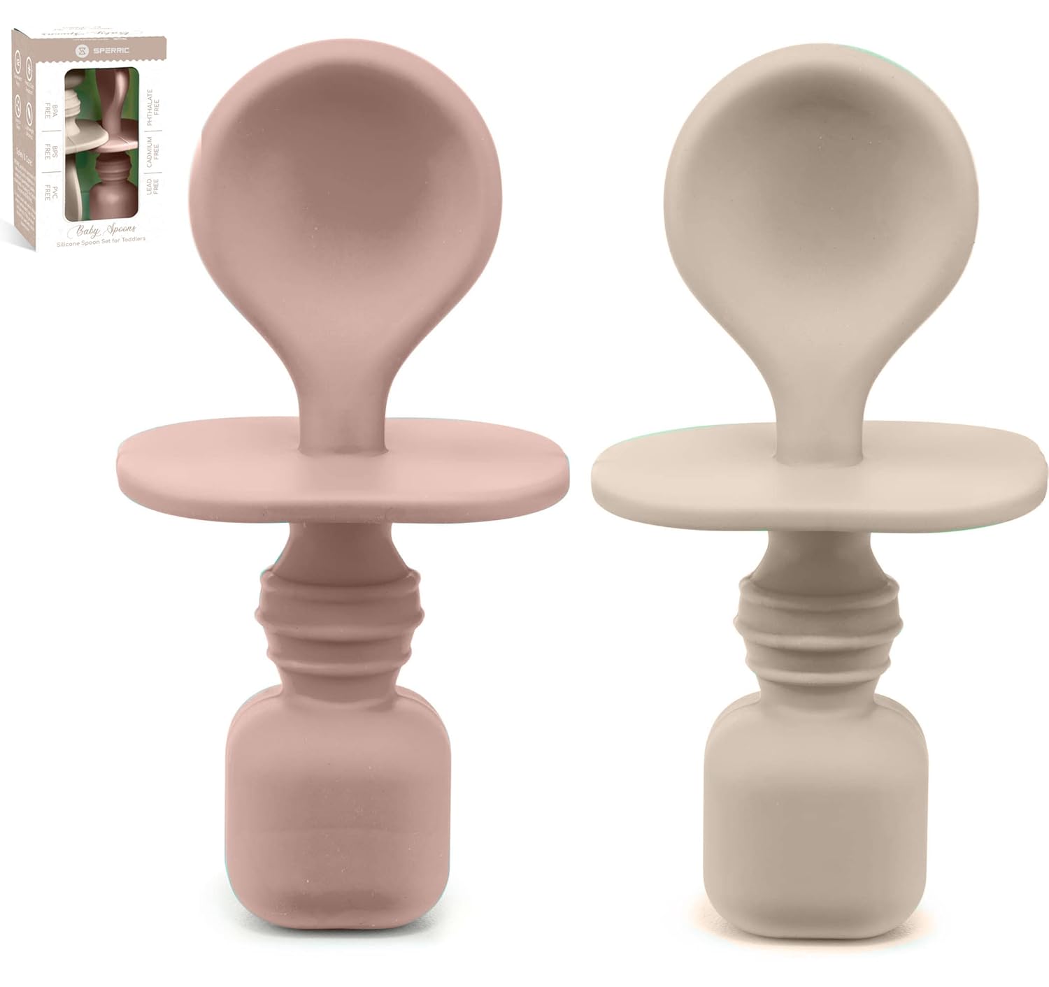 Sperric Silicone Baby Spoons 2-Pack for Baby Led Weaning