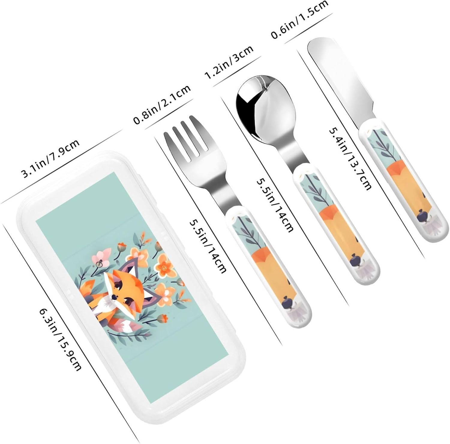 Cute Animal Fox Flatware Set with Carry Case