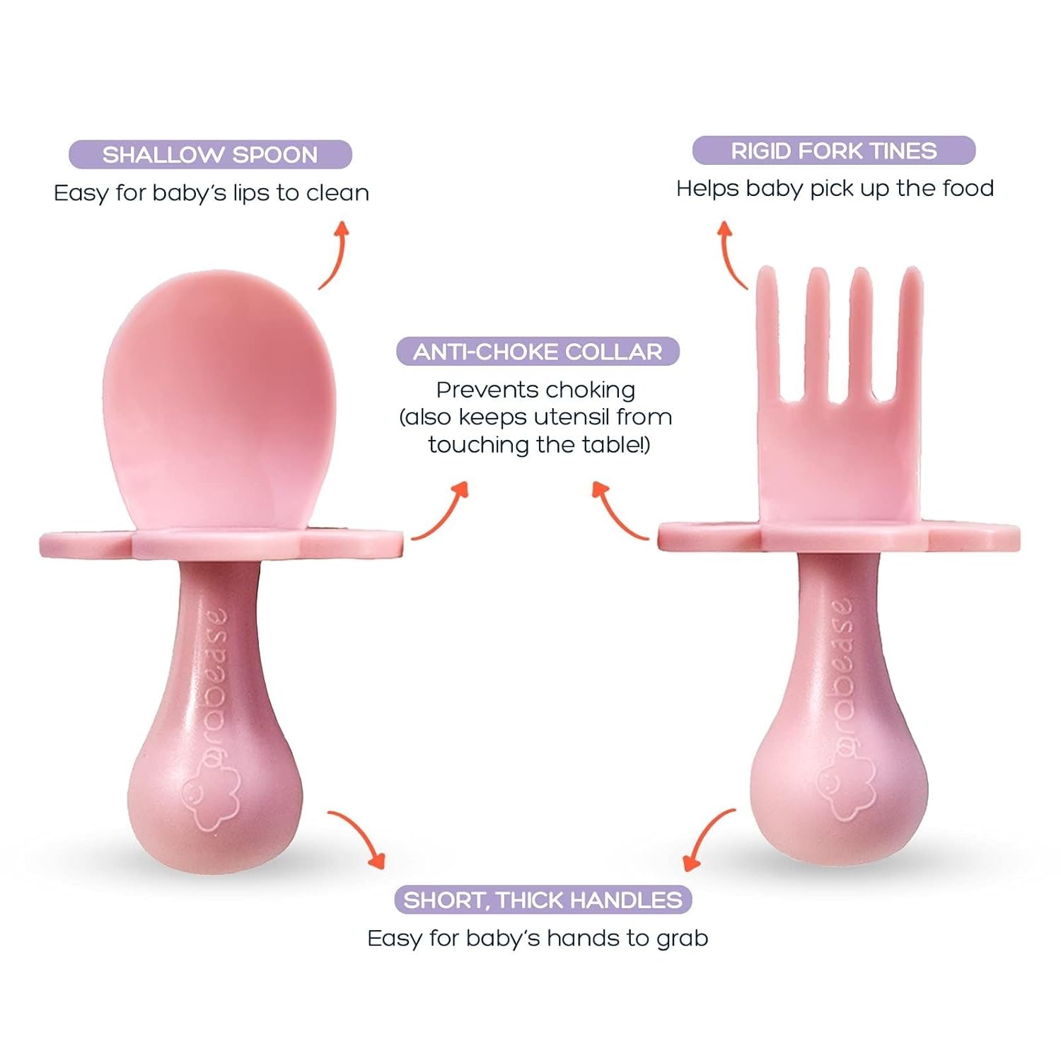 Grabease Toddler Utensils BPA-Free Blush Set