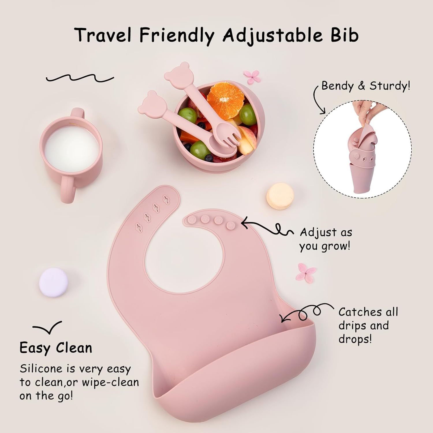 Adjustable Silicone Baby Feeding Set for Toddler Weaning Healthy Safe