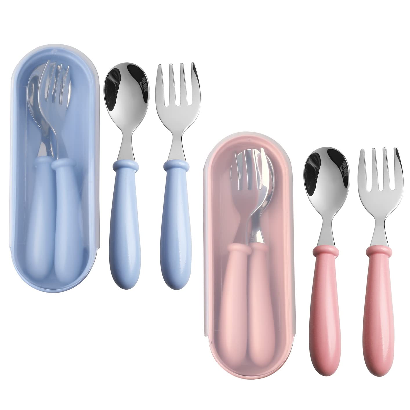 4-Piece Stainless Steel Toddler Utensils Set with Storage Box