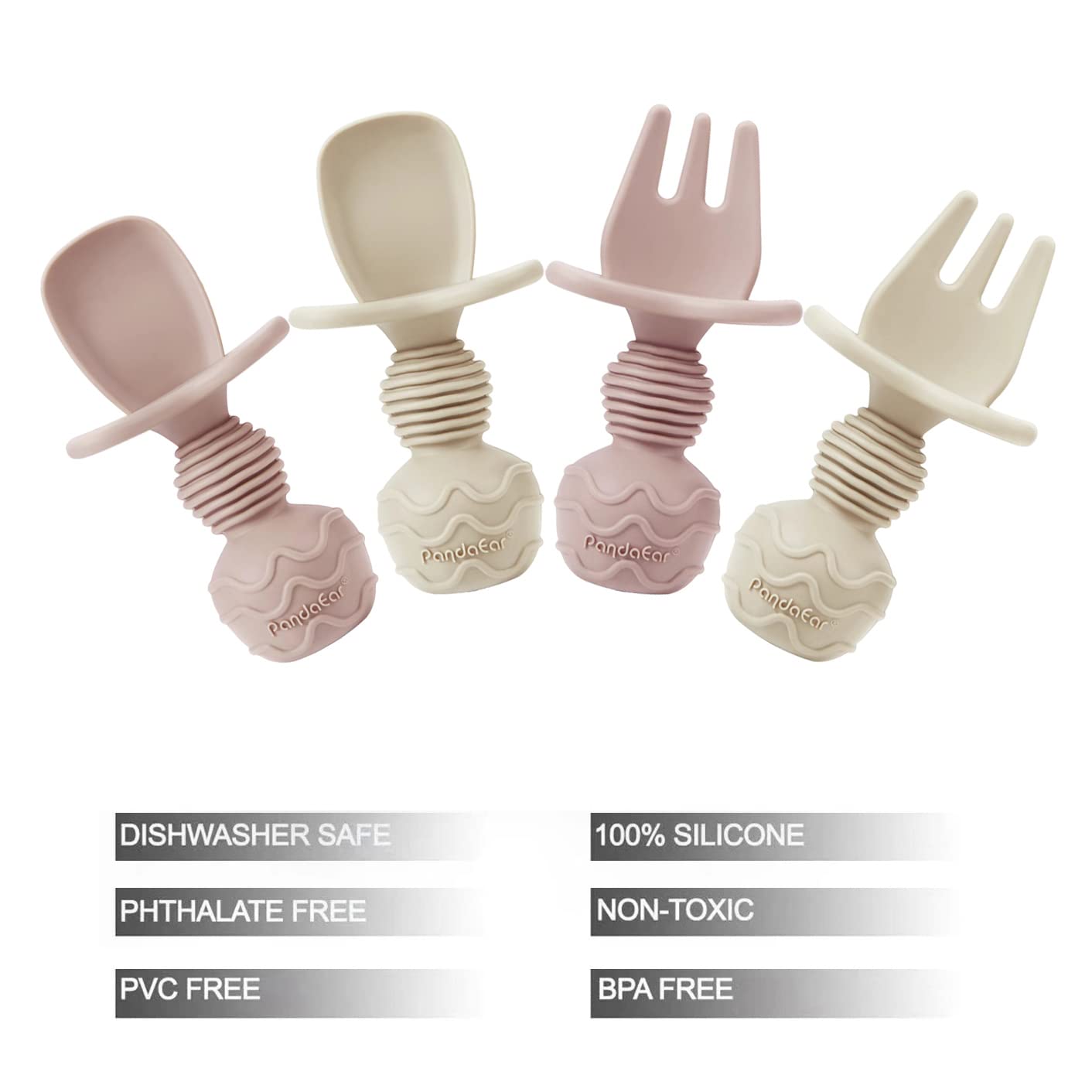 PandaEar 4-Pack Silicone Baby Feeding Set