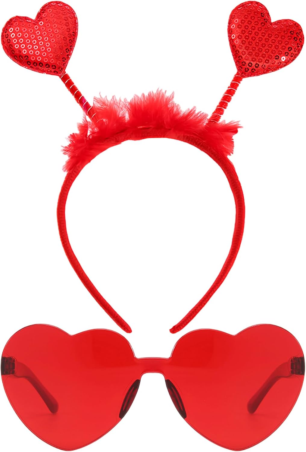 ROMANTIC HEADBAND AND HEART-SHAPED GLASSES SET