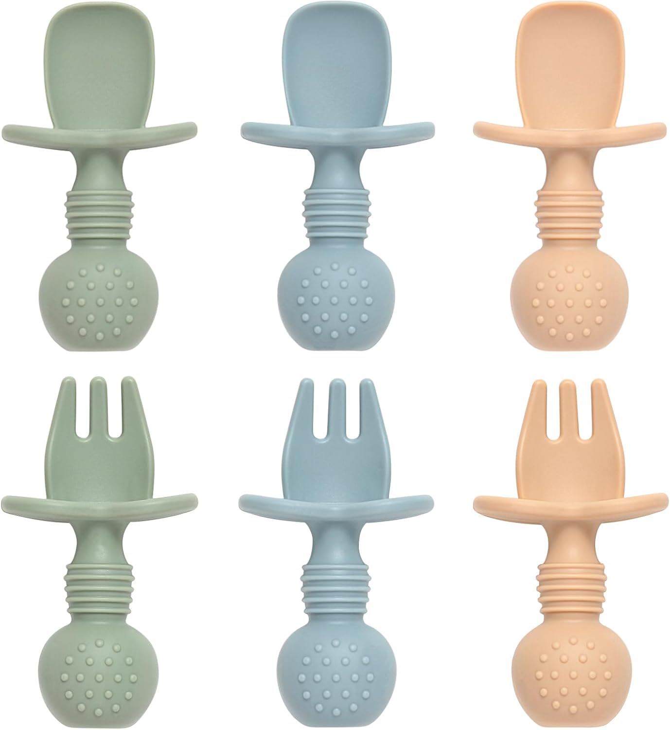 Baby Essentials 6-Piece Silicone Spoons Forks for Toddler Weaning
